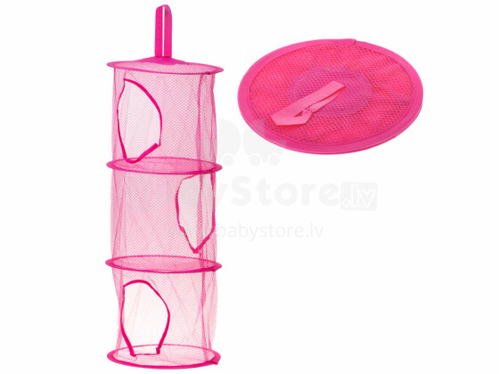 Ikonka Art.KX9715_2 Piekaramais rotaļlietu plaukts organizators tumši rozā krāsā