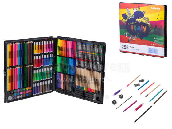 Ikonka Art.KX6353 Plastmasas krāsošanas komplekts futrālī 258el.