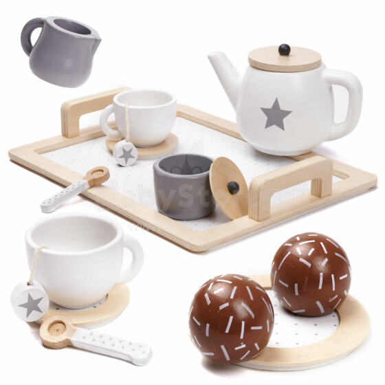 Ikonka Art.KX6279 Wooden coffee service set for 2 persons