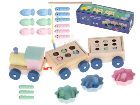 Ikonka Art.KX6121 Montessori koka vilciena vilciena zivju šķirotājs