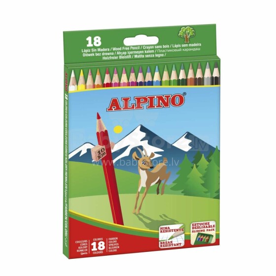 Ikonka Art.KX6067 ALPINO Classic zīmuļu krītiņi 18 krāsas