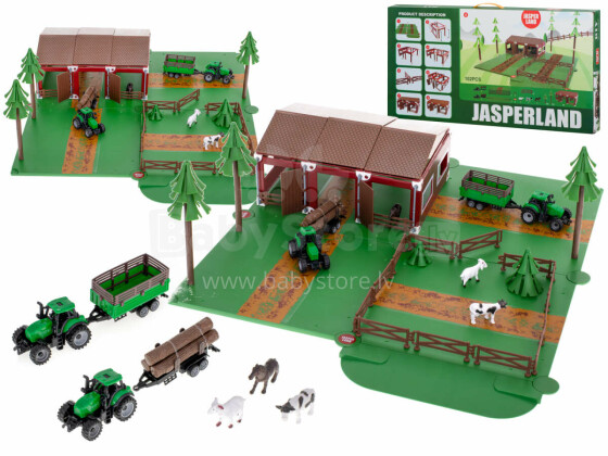 Ikonka Art.KX6027 Ūkio žaidimų aikštelė gyvūnai traktorius JASPERLAND