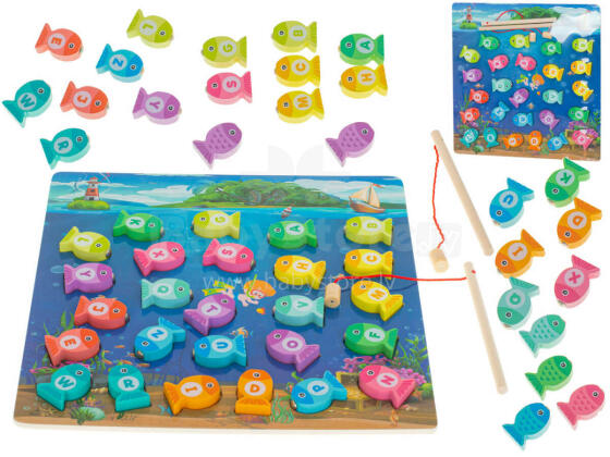 Ikonka Art.KX5954 Montessori koka zivju zvejas magnētu spēle
