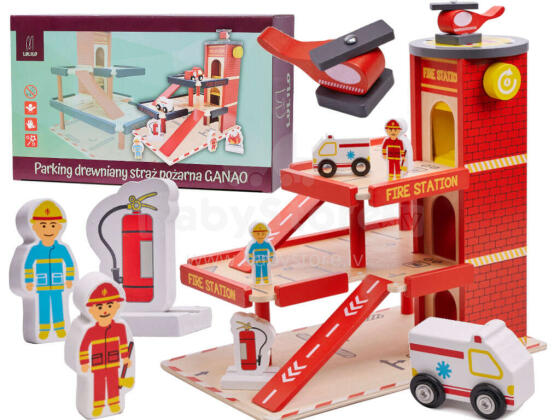 Ikonka Art.KX5854 LULILO wooden parking garage GANAO fire brigade