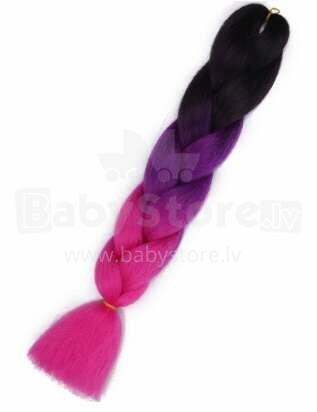 Ikonka Art.KX9904_23 Sünteetilised juuksed vikerkaarevärvi ombre must-violett-roosa