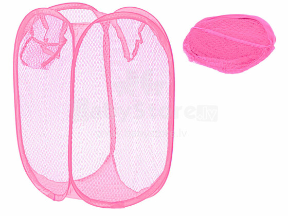 Ikonka Art.KX9139_3 Organizatora grozs veļas grozs rotaļlietām drēbju locīšanai rozā krāsā