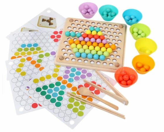 Ikonka Art.KX5675 Educational montessori bead ball mosaic puzzle 77el.