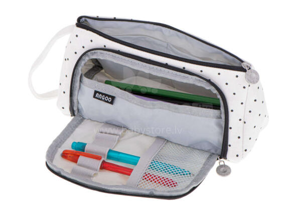 Ikonka Art.KX5672_2 School pencil case double sachet vanity case with polka dots