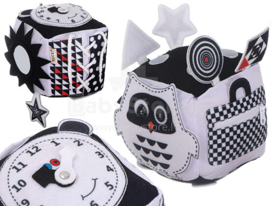 Ikonka Art.KX5642 Educational sensory cube contrast soft tactile