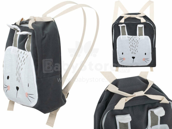 Ikonka Art.KX5583_3 Kindergarten baby backpack rabbit grey