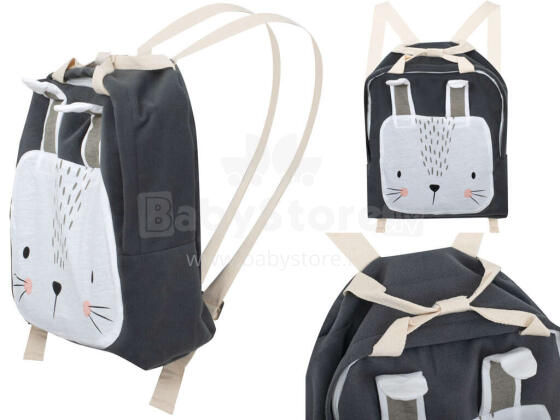 Ikonka Art.KX5583_3 Bērnudārza mugursoma baby trušu pelēka