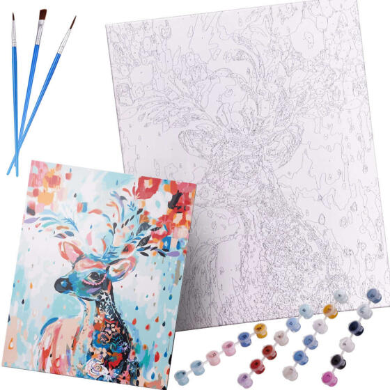 Ikonka Art.KX5549_7 Painting by numbers painting 40x50cm floral deer