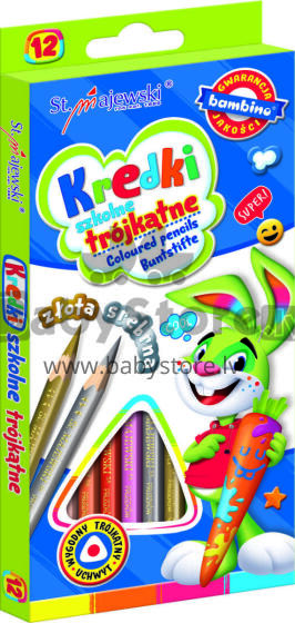 Ikonka Art.KX5486 BAMBINO Skolas trīsstūrveida zīmuļi 12 krāsas