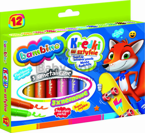 Ikonka Art.KX5480 BAMBINO krītiņu krītiņi 12 krāsas