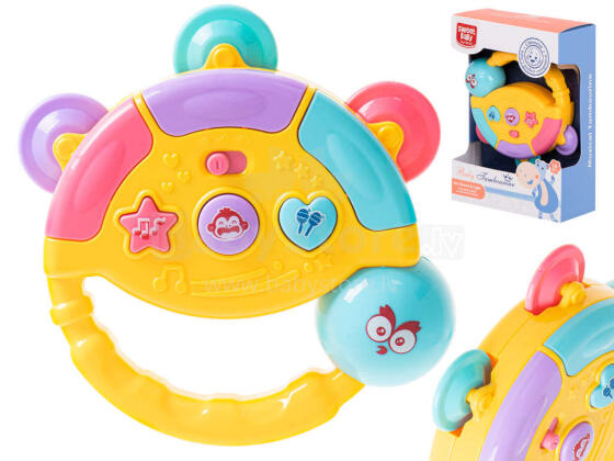 Ikonka Art.KX5436 Interaktīvā tamburīns mūzikas rotaļlieta dzeltena
