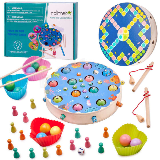 Ikonka Art.KX5269 Ģimenes spēle zivis kāpurs makšķerēšana montessori