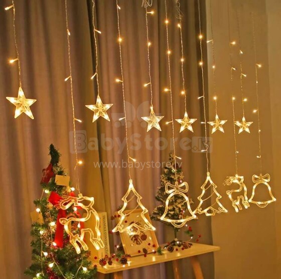 Ikonka Art.KX5250 LED reindeer curtain lights 2.5m 138LED warm white