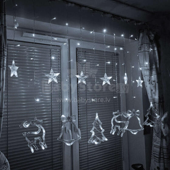 Ikonka Art.KX5250_1 LED ziemeļbriežu aizkaru apgaismojums 2,5 m 138LED auksti balta