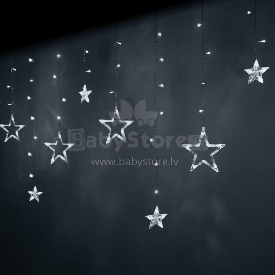 Ikonka Art.KX5248_1 LED žvaigždžių uždangos žibintai 2,5 m 138LED šaltai balta