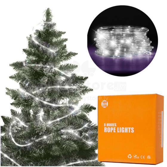 Ikonka Art.KX5241_1 LED virtene 10m 100LED auksti balta