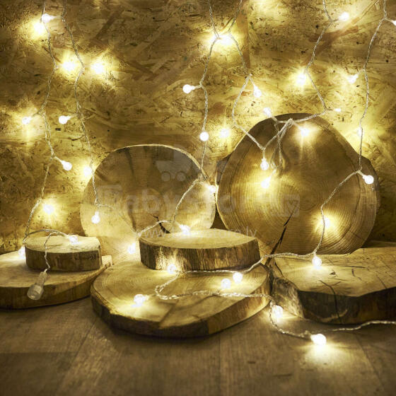 Ikonka Art.KX5239 LED lodīšu ķēdes apgaismojums 10m 100LED silti balta