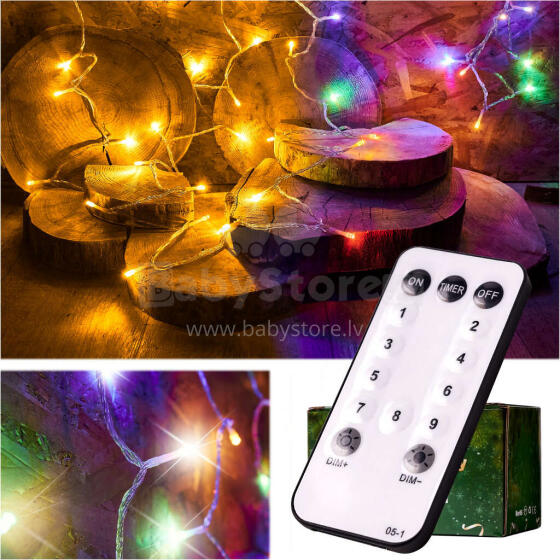 Ikonka Art.KX5234 LED ķēdes apgaismojums 10m 100LED ar tālvadības pulti