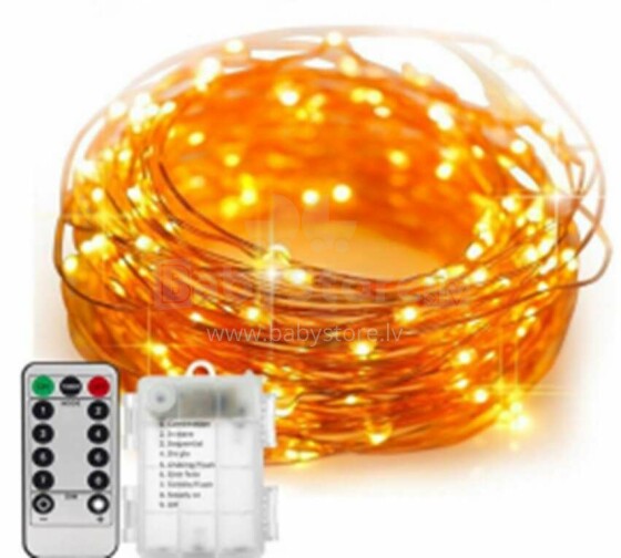 Ikonka Art.KX5231 LED lights decorative wire chain 10m 100LED with remote control warm white