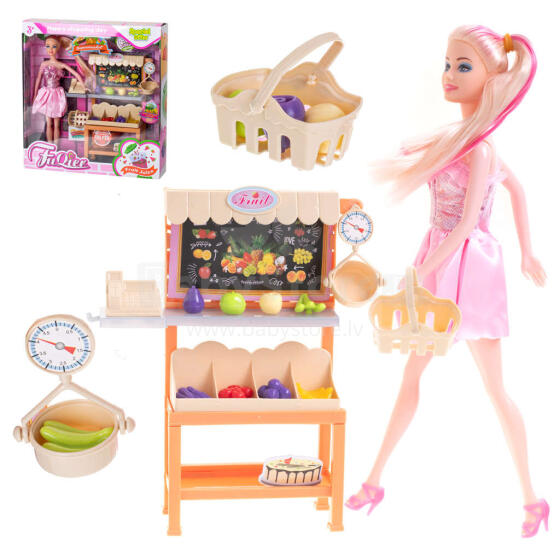 Ikonka Art.KX5150 Salesgirl doll on a shopping spree in a supermarket vegetable store