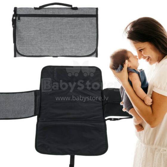 Ikonka Art.KX5086 Baby changing travel mat convertible changing bag grey