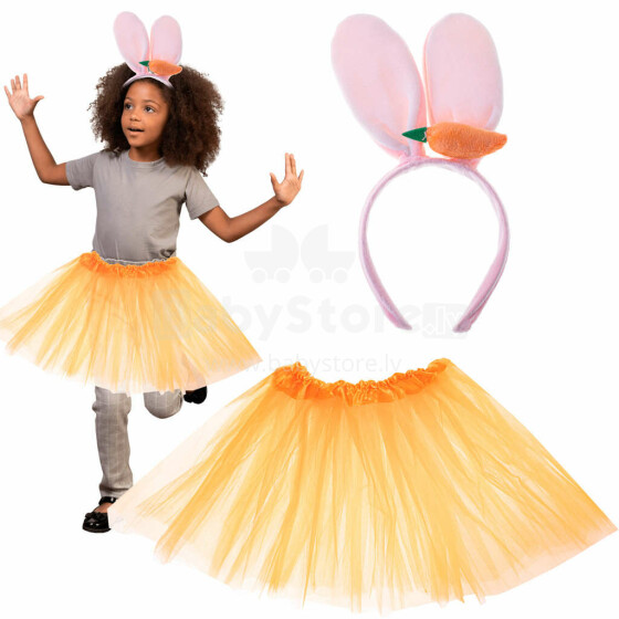 Ikonka Art.KX5077 Bunny costume skirt headband carrot