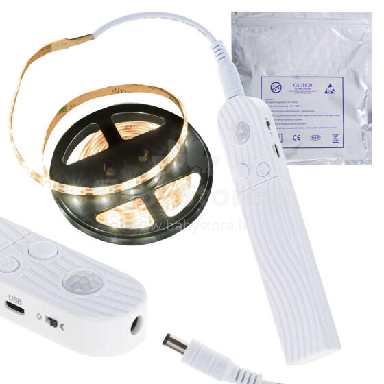 Ikonka Art.KX4942 Ar USB akumulatoru darbināms kustības detektors LED sloksne 2M silti balta