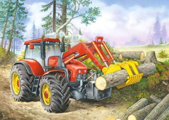 Ikonka Art.KX4806 CASTORLAND Puzzle 60el. Forest Site - Tractor with grapple