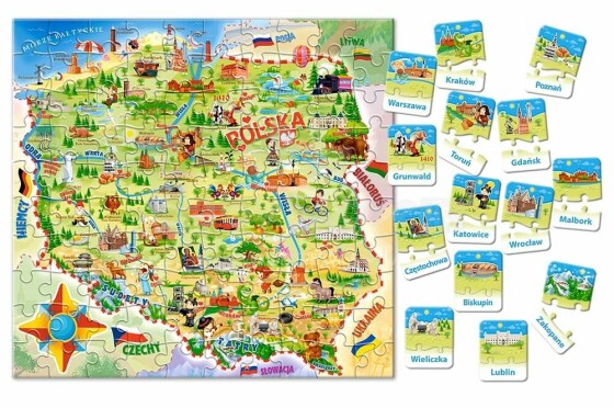 Ikonka Art.KX4797 CASTORLAND Educational Puzzle Map of Poland