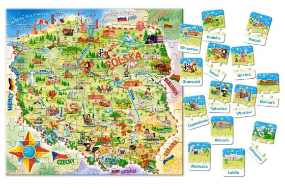Ikonka Art.KX4797 CASTORLAND Izglītojoša puzzle Polijas karte