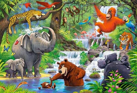 Ikonka Art.KX4792 CASTORLAND Dėlionė 40el. Maxi Jungle Animals - Džiunglių gyvūnai