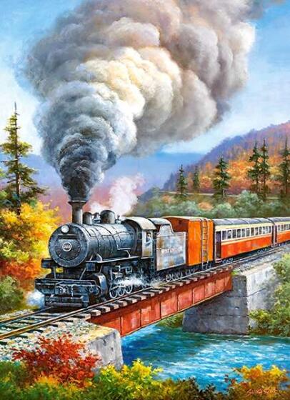Ikonka Art.KX4791 CASTORLAND Puzzle 200el. Vilcienu pārbrauktuve - vilciens
