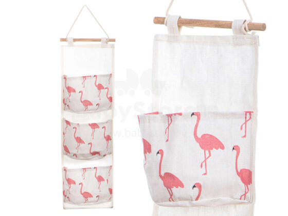 Ikonka Art.KX7970_1 Piekaramais rotaļlietu organizators rozā flamingo