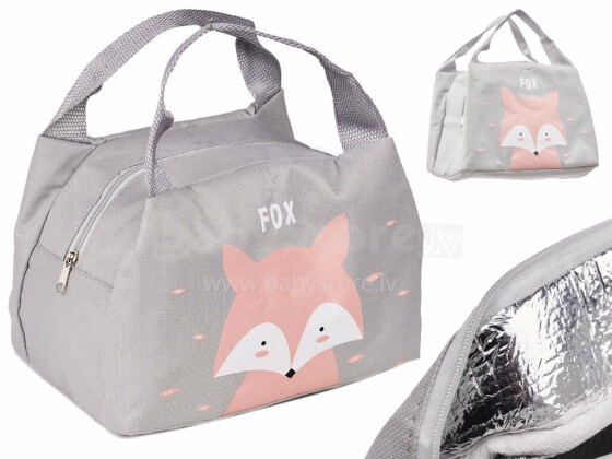 Ikonka Art.KX5631_2 Thermal insulation bag breakfast lunch fox pink
