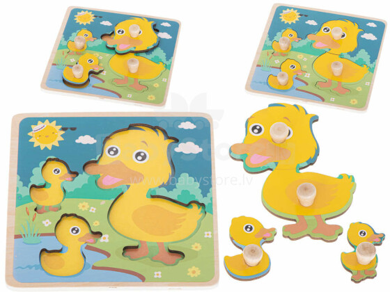 Ikonka Art.KX5368_1 Wooden jigsaw puzzle duck duck