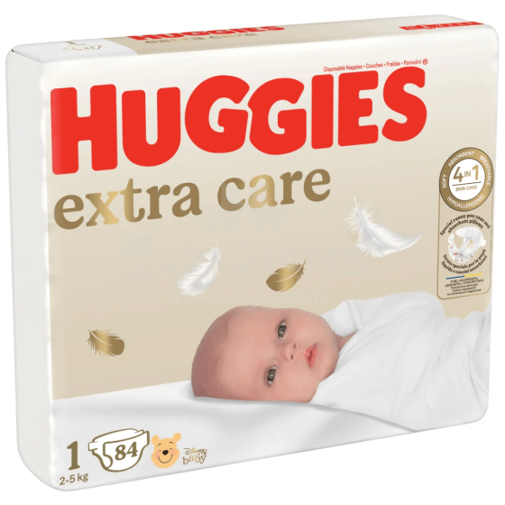 Huggies Extra Care Newborn Art.BL041578057 подгузники с экологичным хлопком 2-5 kг 84 шт.