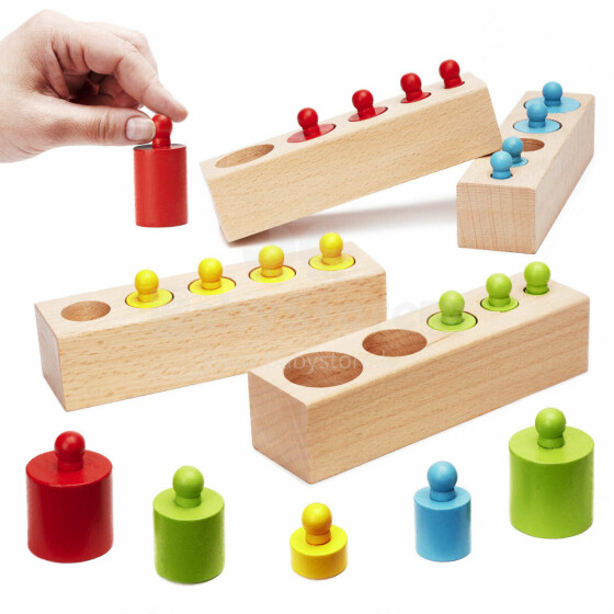Ikonka Art.KX6290 Montessori wooden cylinder weights colourful