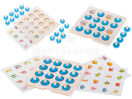Ikonka Art.KX5365 Wooden puzzle board game memory + 4 cards