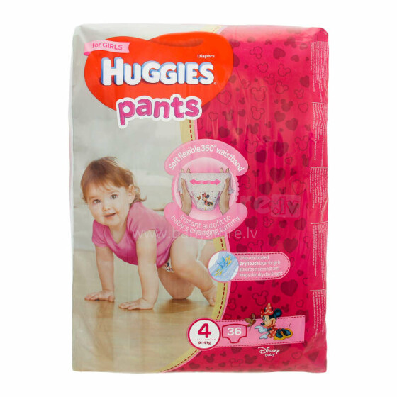 Huggies Pants D S4 Girl Art.BL041564258 Kūdikių sauskelnės 9-14 kg, 36 vnt.
