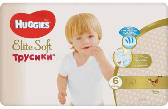 Huggies Elite soft pants 6, 15-25kg Art.2T1918 Подгузники трусики 32 шт