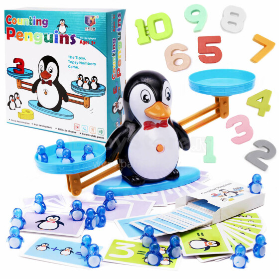 Ikonka Art.KX6380_2 Educational balance learning to count penguin large