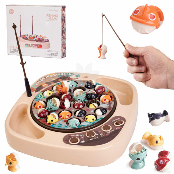 Ikonka Art.KX5608 Family game fish fishing + accessories beige 27el.