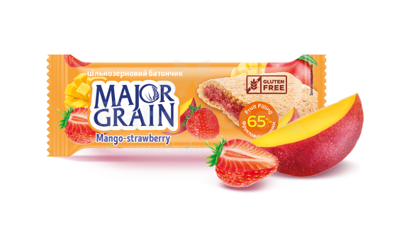 Major Grain Art. 7813 Цельнозерновой батончик со вкусом манго-клубники 40г
