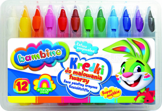Ikonka Art.KX5479 BAMBINO pieštukai veidui tapyti 12 spalvų