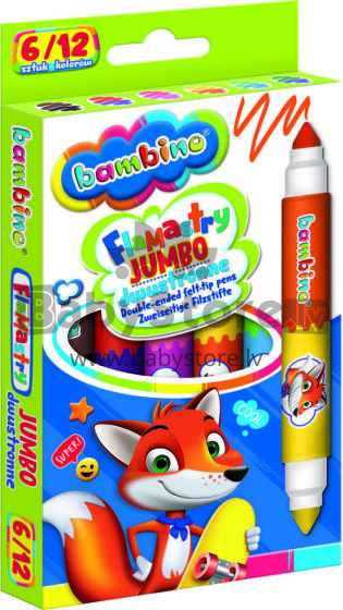 Ikonka Art.KX5477 BAMBINO Double-sided markers Jumbo 6 pcs/12 colours