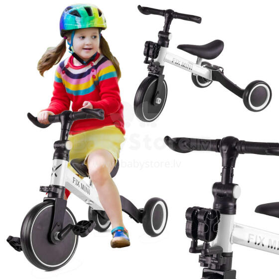 Ikonka Art.KX5377 Trike Fix Mini cross-country tricycle 3in1 with pedals white